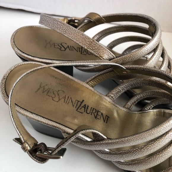 Gorg! YSL Yves Saint Laurent strappy block high heel shoes - Picture 11 of 16